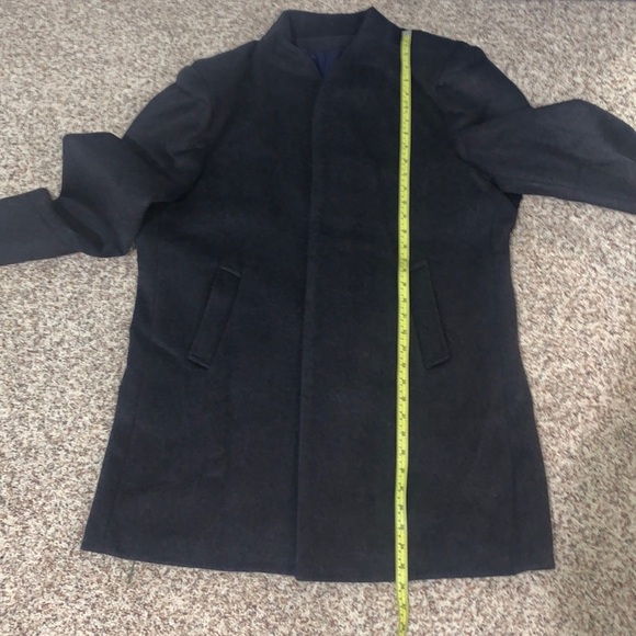 Men's French Woolen Coat Business Down Jacket Trench Topcoat dark Gray - Picture 5 of 7